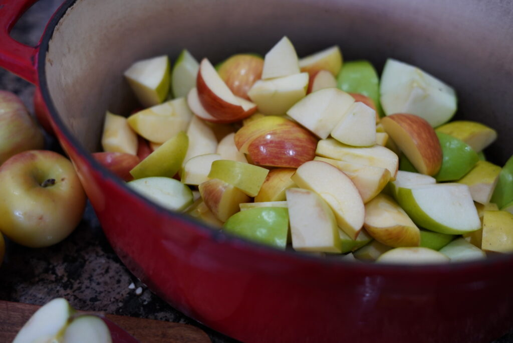 Chopped Apples in Pot