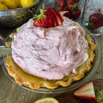 Lemon Cream Pie with Strawberry Meringue