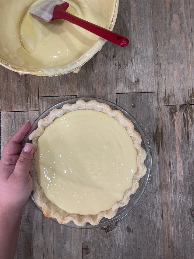 Lemon cream pie ready to bake