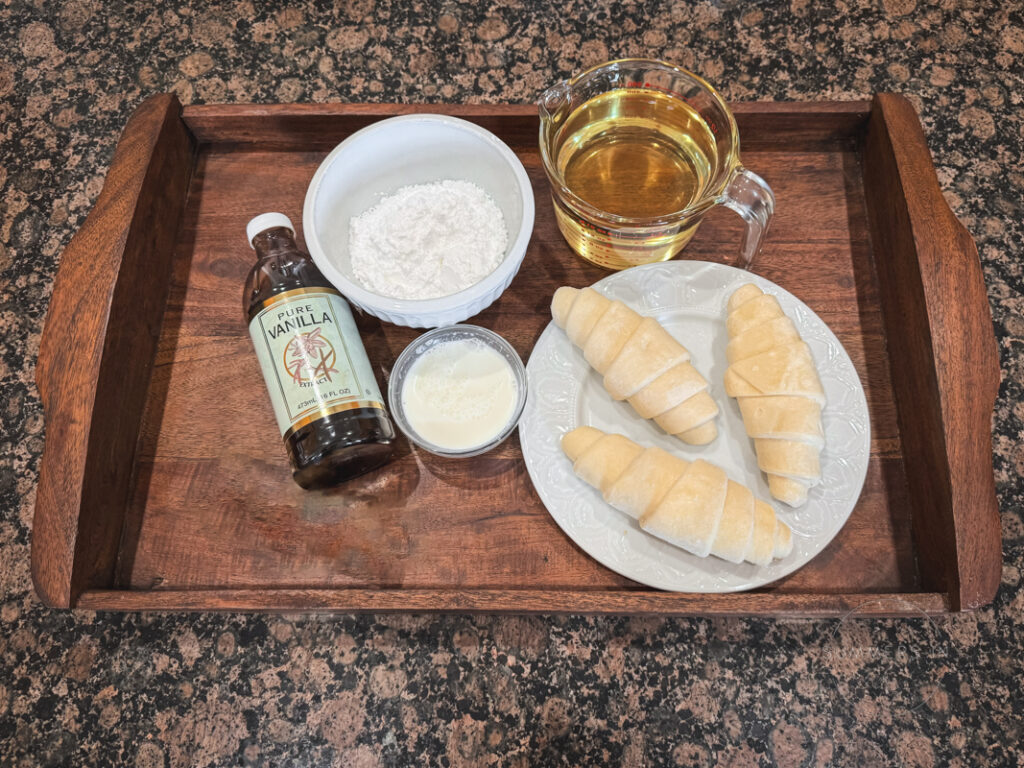 ingredients for glazed fried croissants