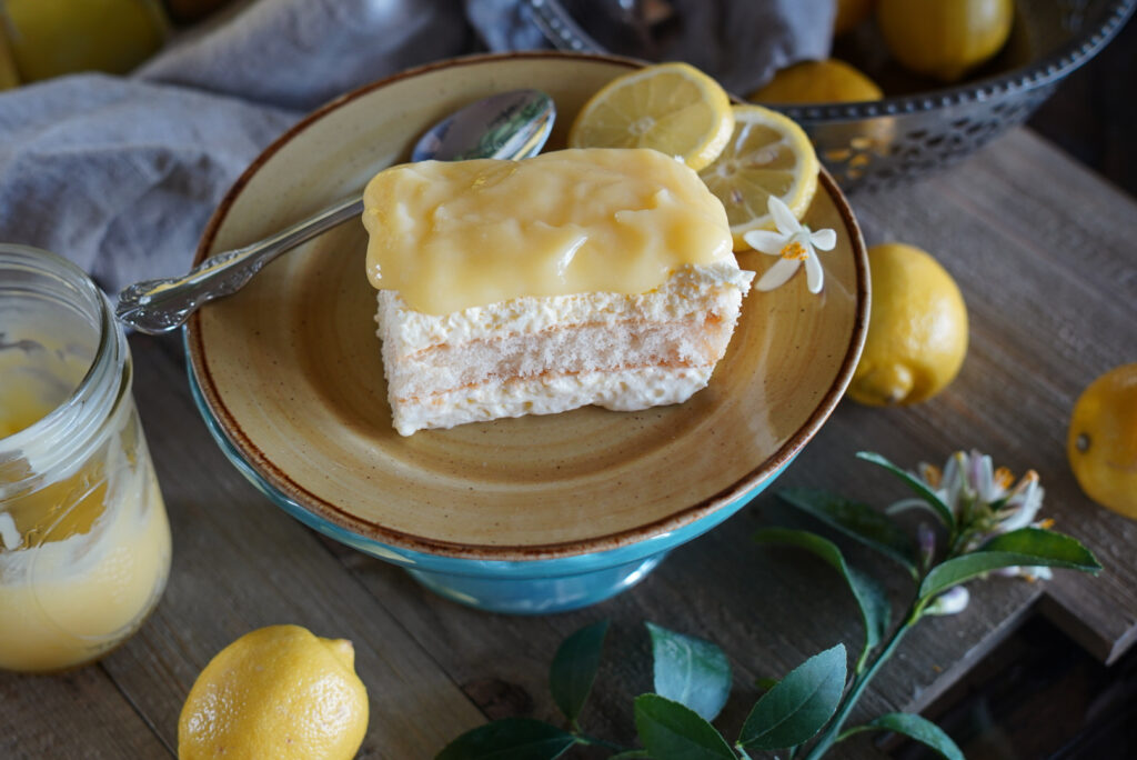 Lemon Tiramisu on a plate