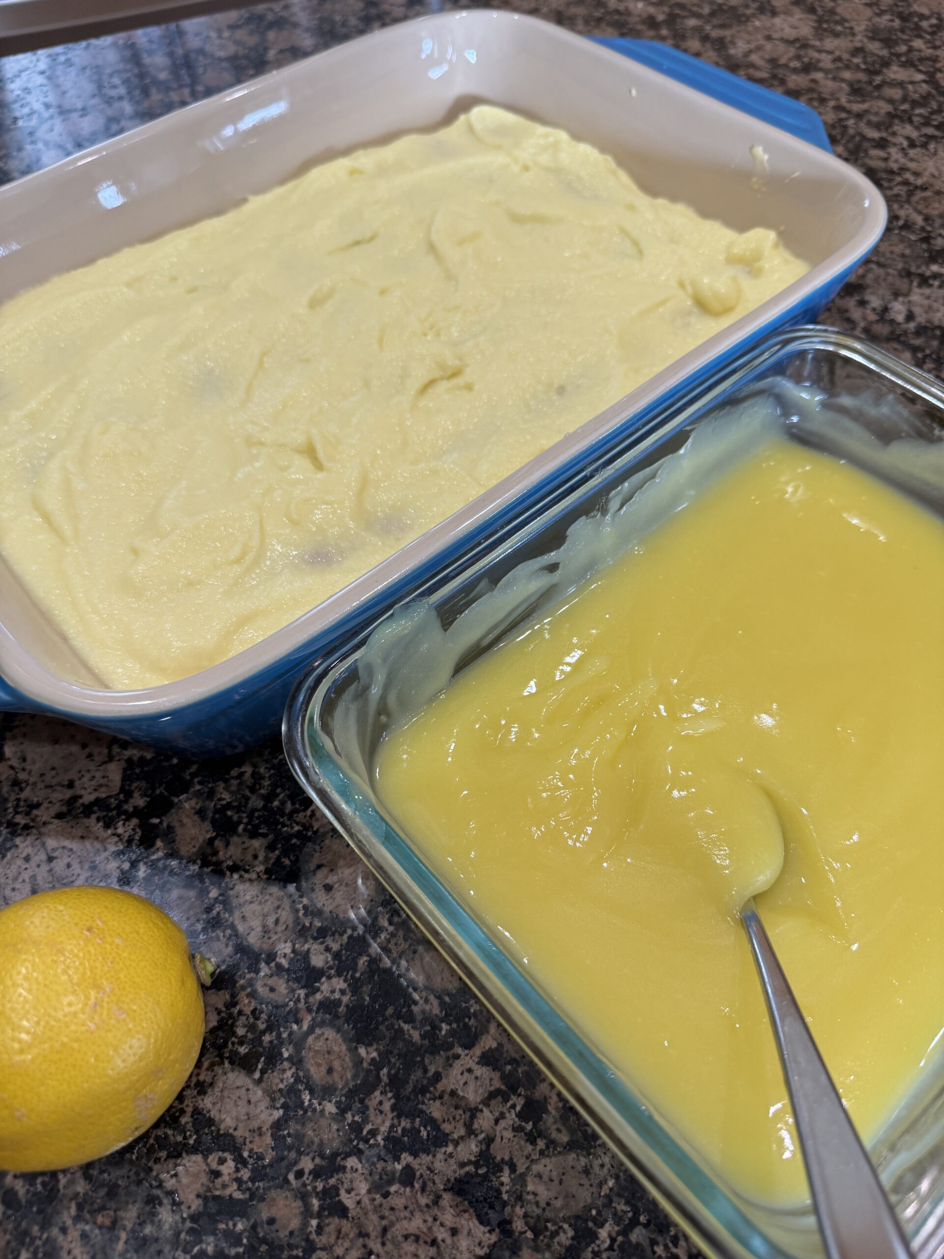 lemon tiramisu being assembled