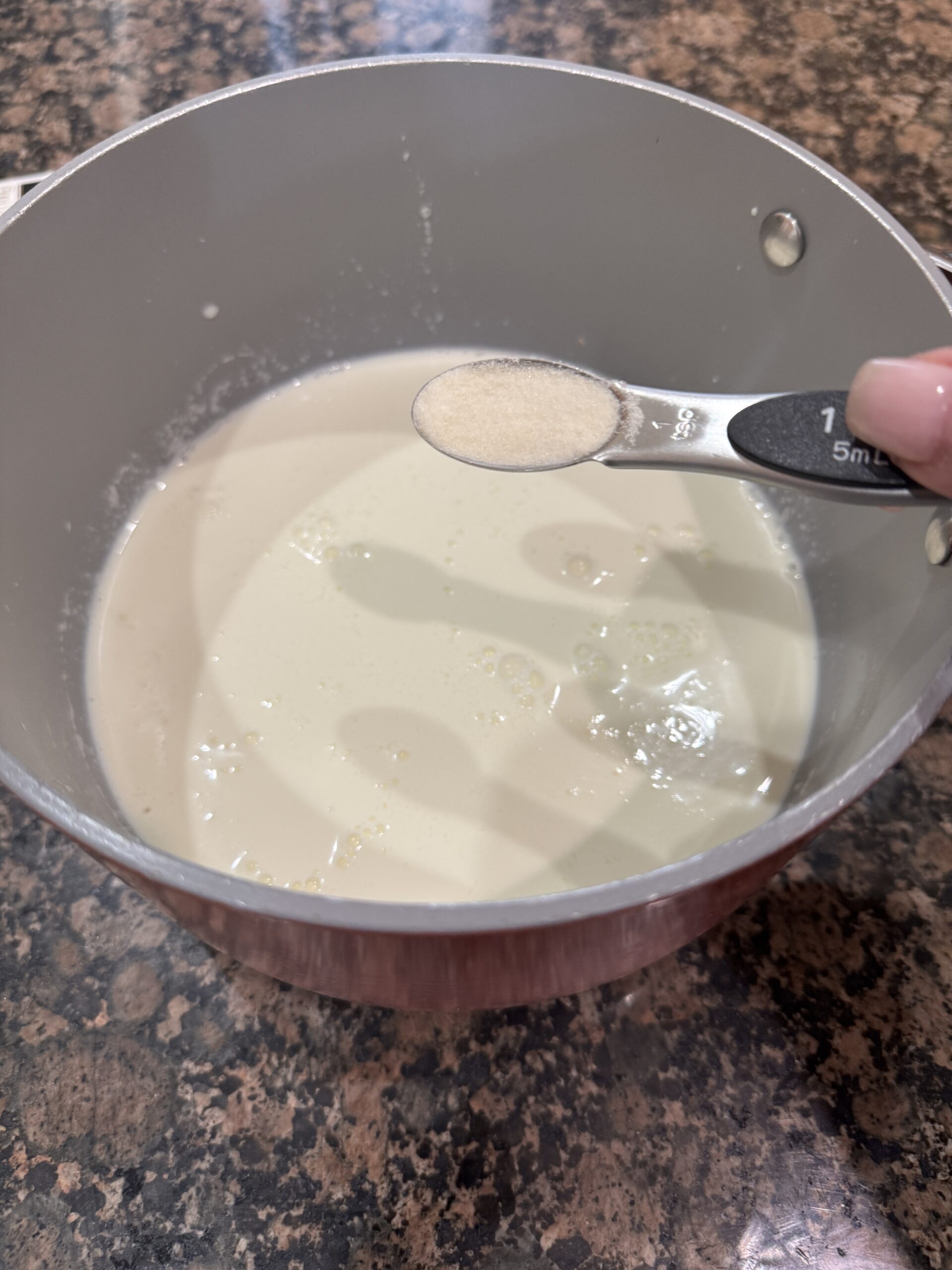 blooming gelatin in cream and milk